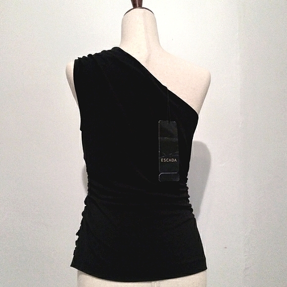 🎁ESCADA NWT One Shoulder w/ Front Criss-Cross Loose Bandaged Top ~RARE~ - Picture 3 of 16
